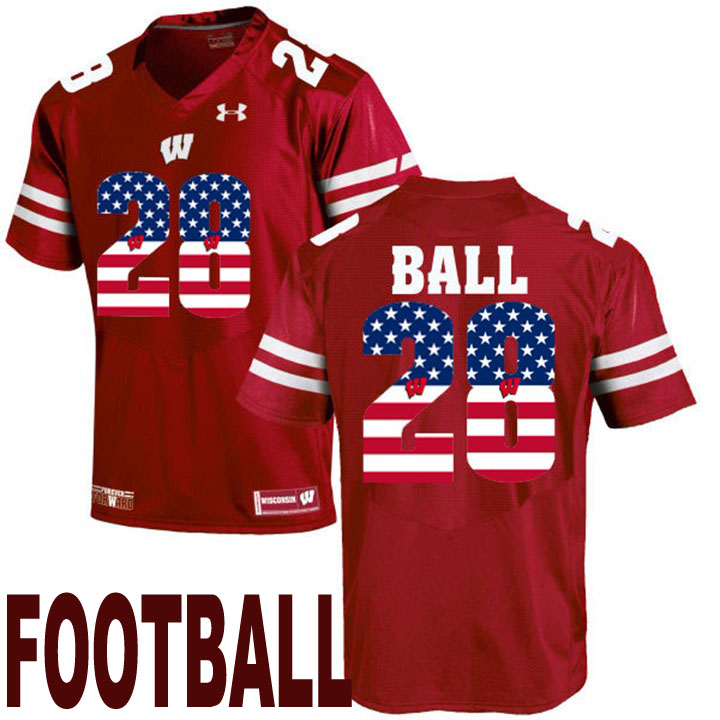 wisconsin badgers maroon 28 montee ball usa flag college football fashion jersey