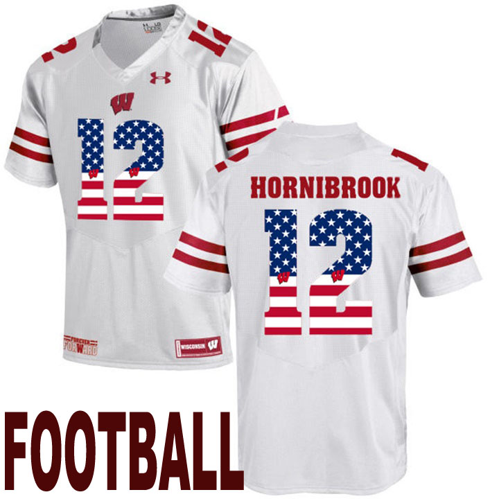 wisconsin badgers white 12 alex hornibrook usa flag college football fashion jersey