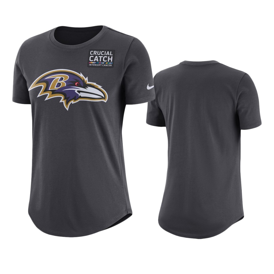 women's baltimore ravens anthracite crucial catch performance t shirt 1