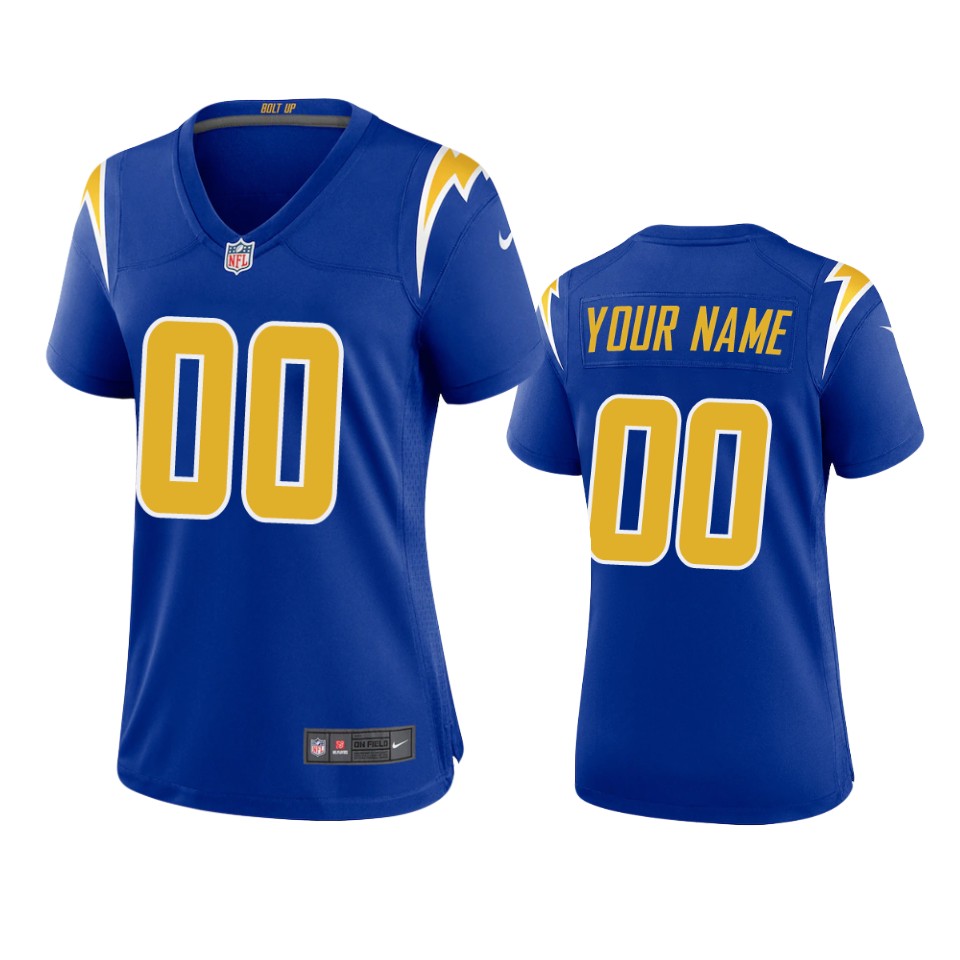 women's chargers custom royal 2020 2nd alternate game jersey