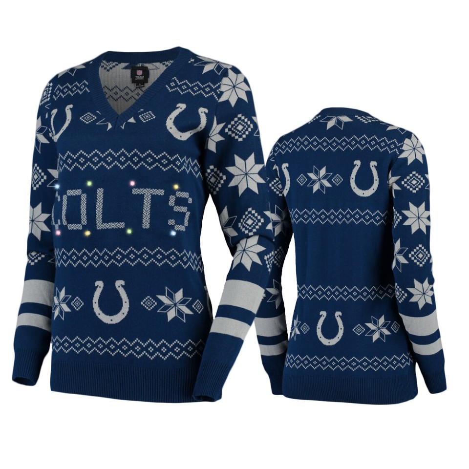women's colts royal 2019 ugly christmas light up sweater