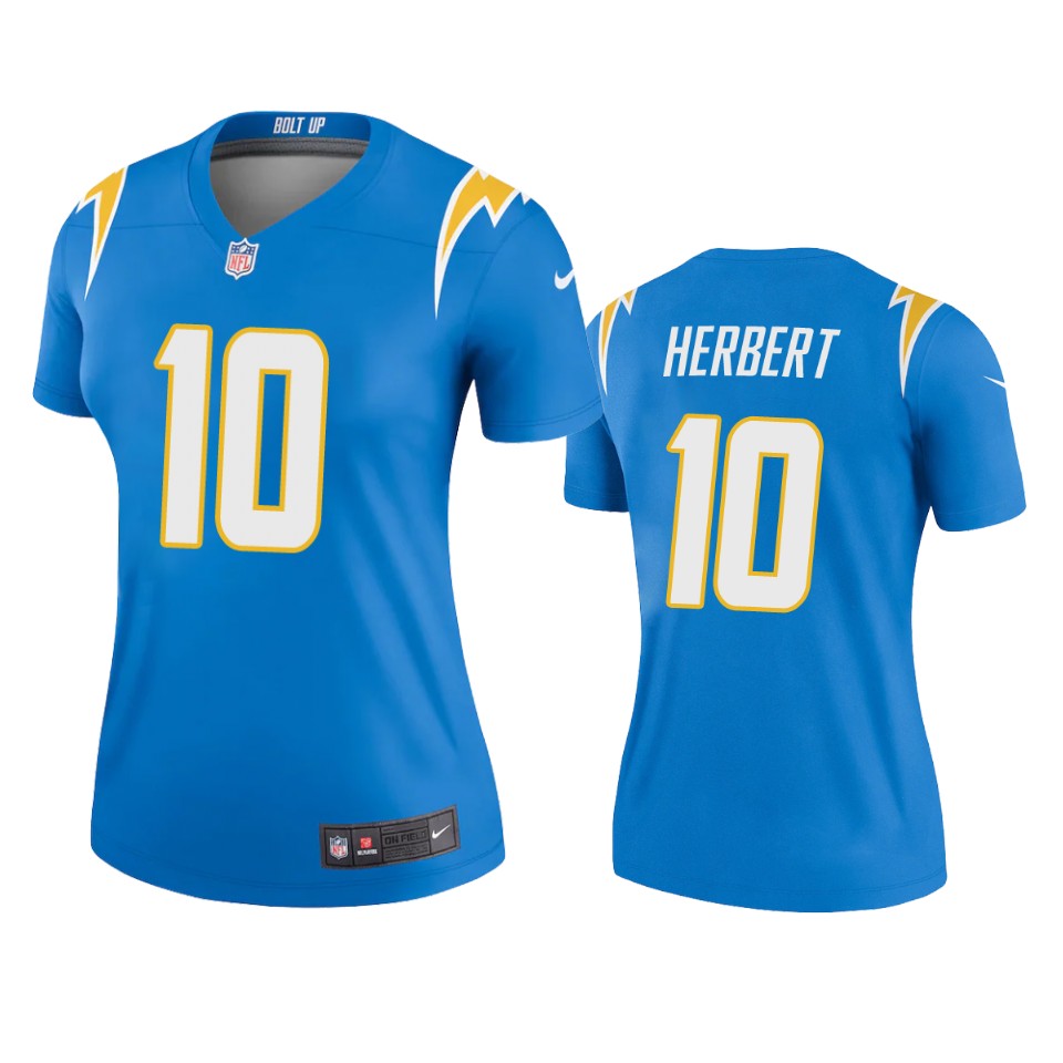 women's justin herbert chargers powder blue legend jersey
