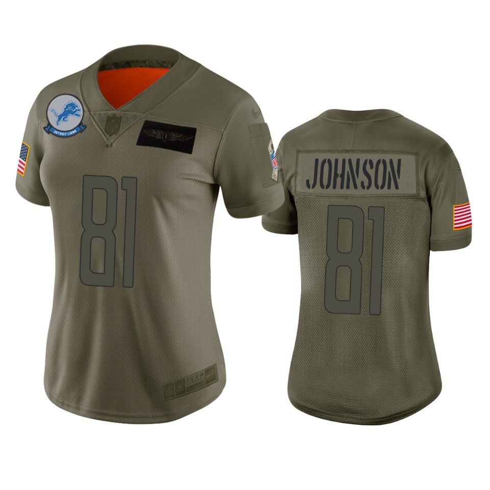 women's lions calvin johnson camo limited 2019 salute to service jersey