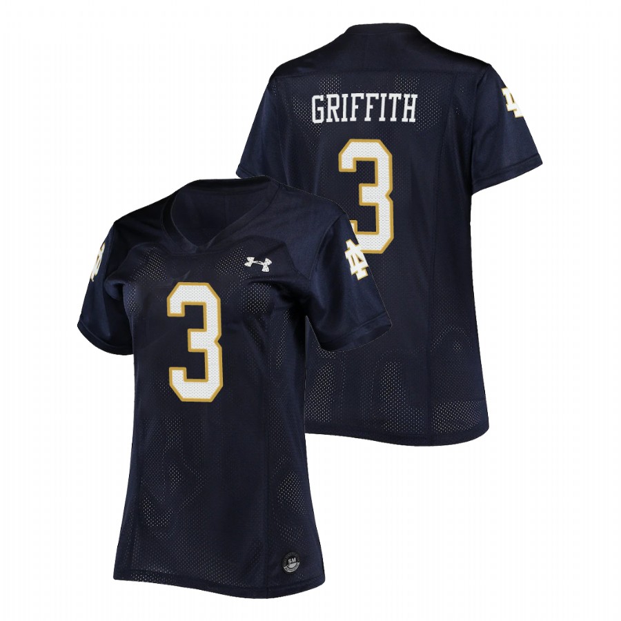 women's notre dame fighting irish houston griffith football replica navy jersey