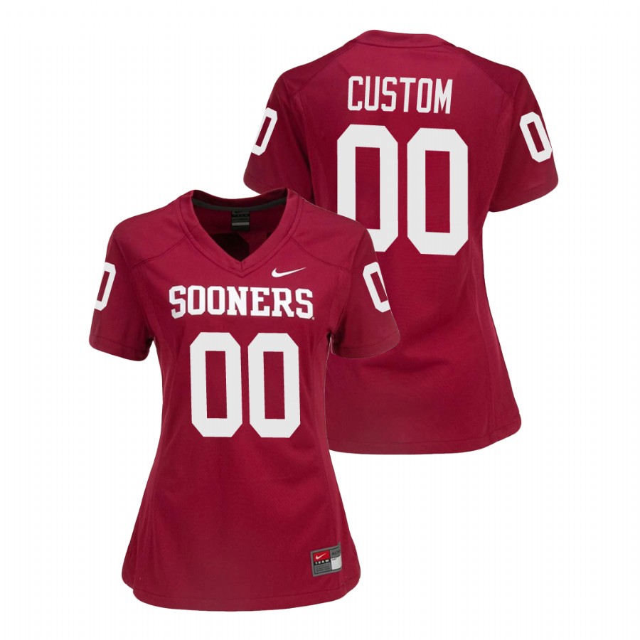 women's oklahoma sooners custom crimson college football game jersey