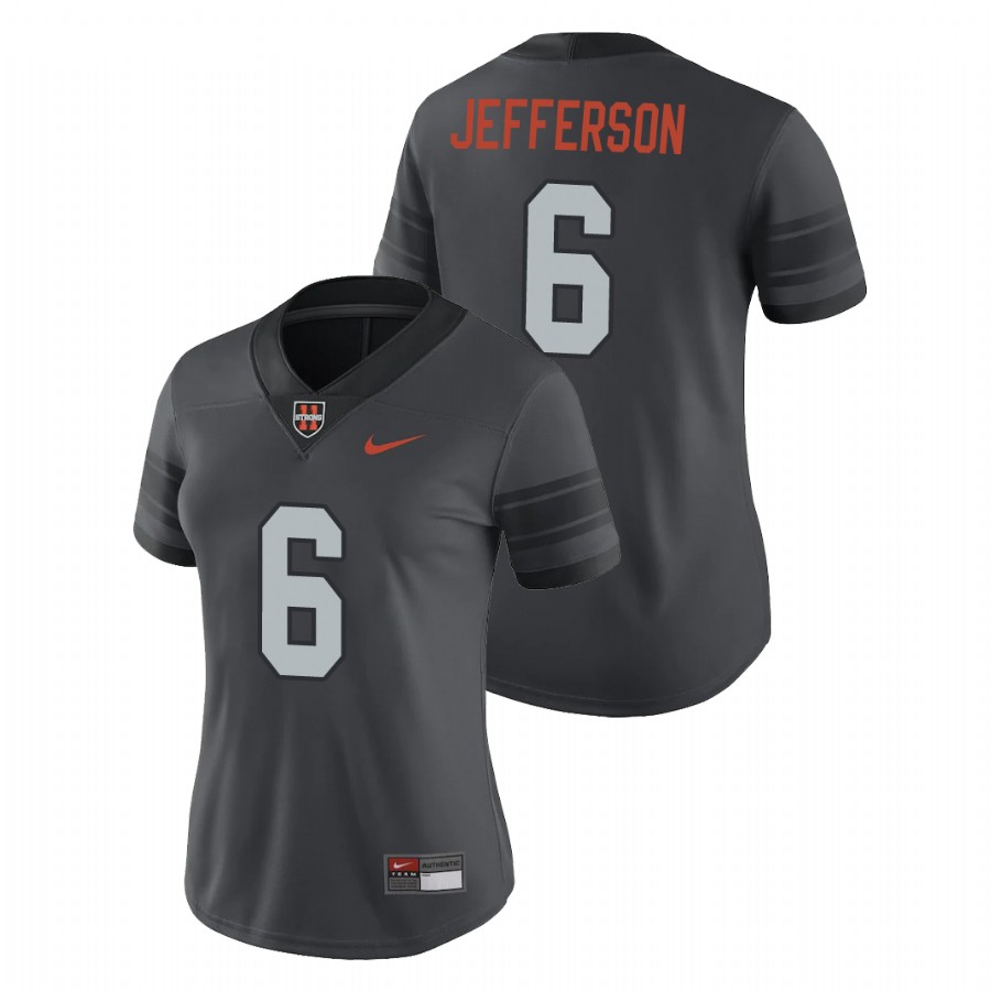 women's oregon state beavers jermar jefferson anthracite game replica football jersey