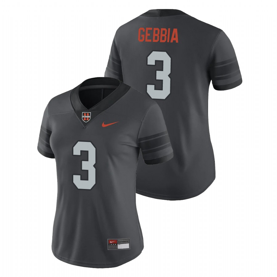 women's oregon state beavers tristan gebbia anthracite game replica football jersey