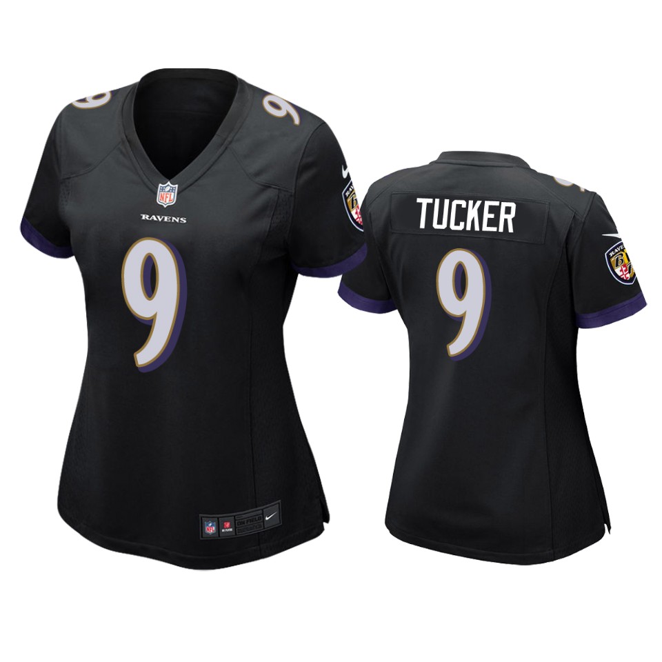 women's ravens justin tucker black game jersey