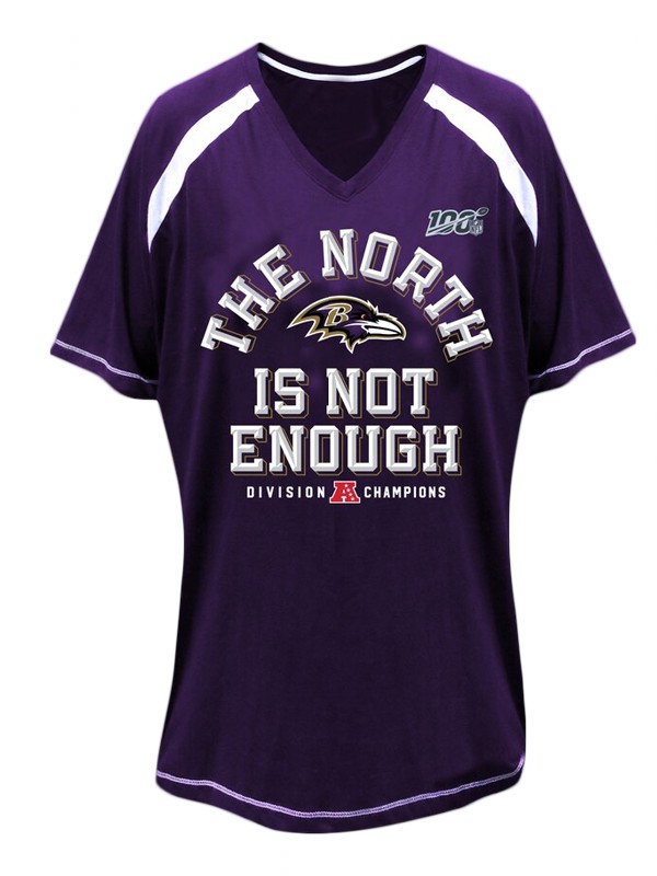 women's ravens purple 2019 afc north division champions plus size cover two t shirt