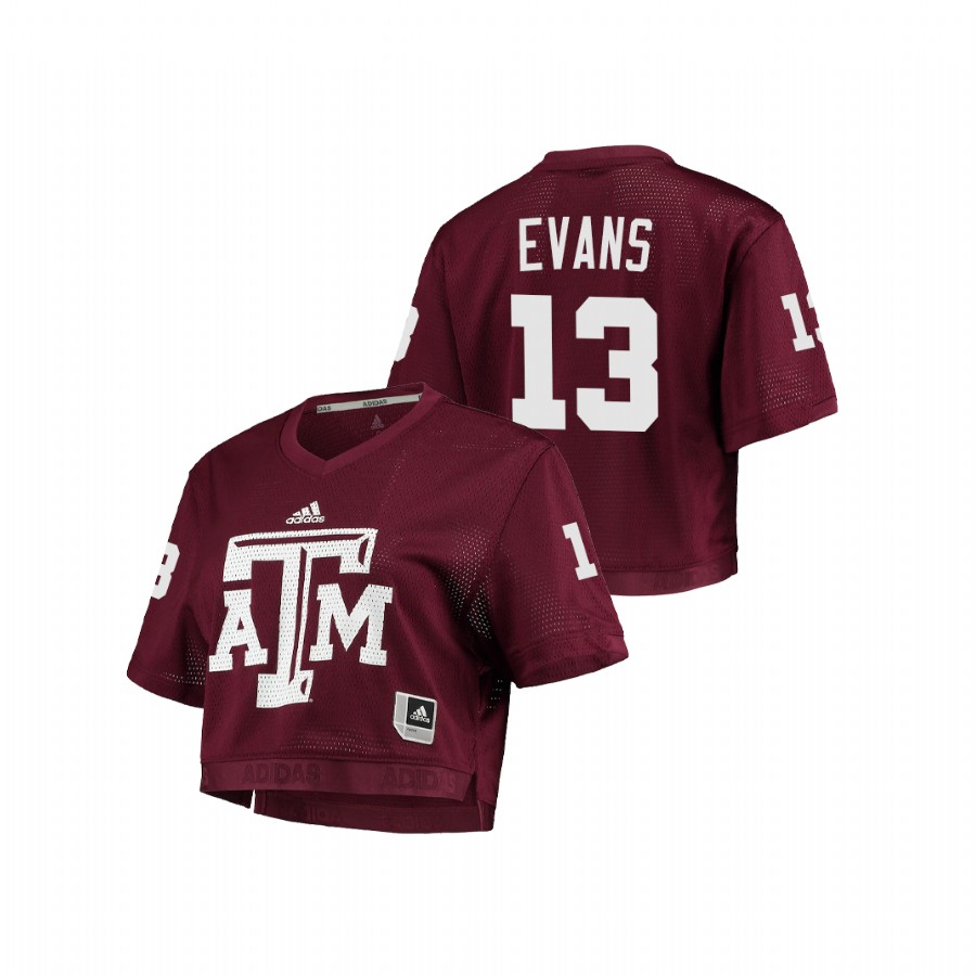 women's texas a&m aggies mike evans maroon primegreen v neck cropped jersey