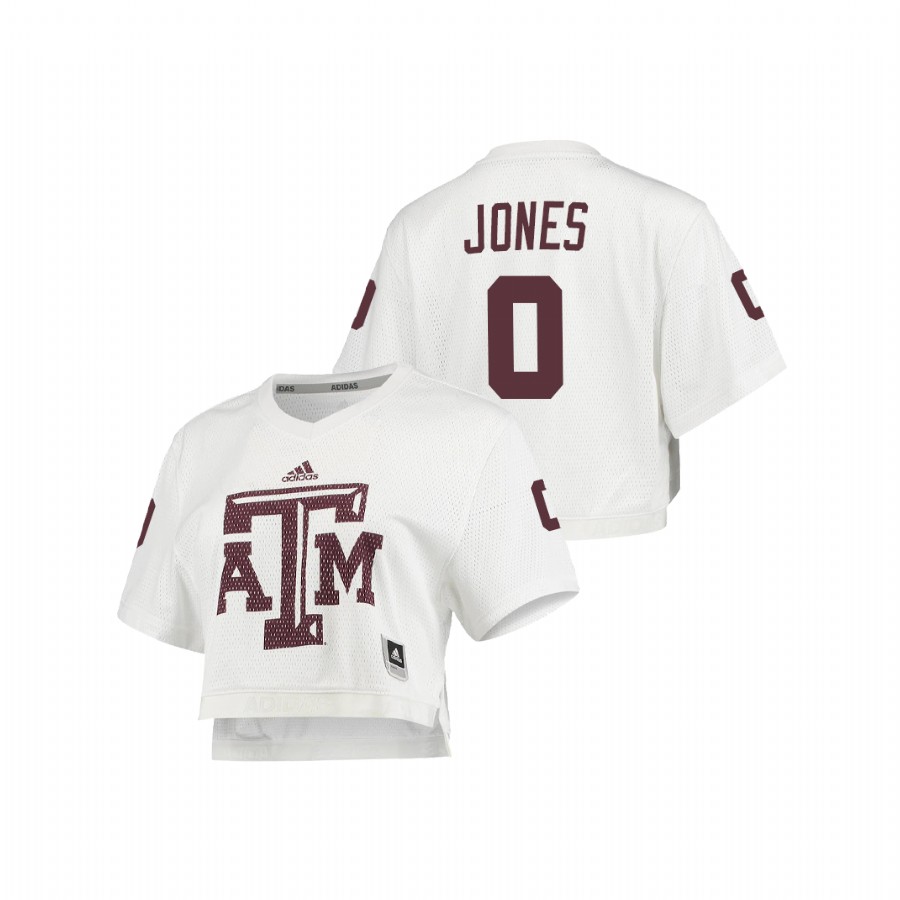women's texas a&m aggies myles jones white primegreen v neck cropped jersey