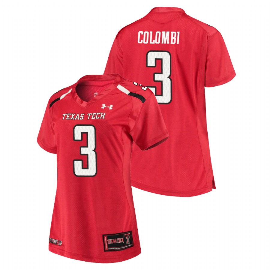women's texas tech red raiders henry colombi red replica jersey