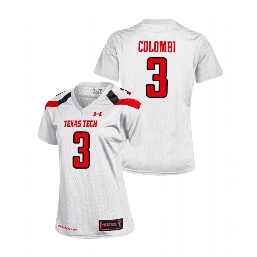 women's texas tech red raiders henry colombi white replica football jersey