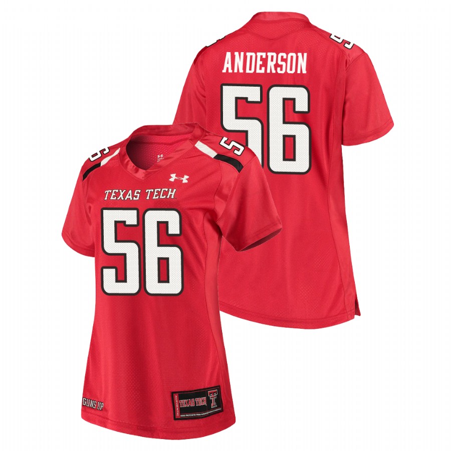 women's texas tech red raiders jack anderson red replica jersey