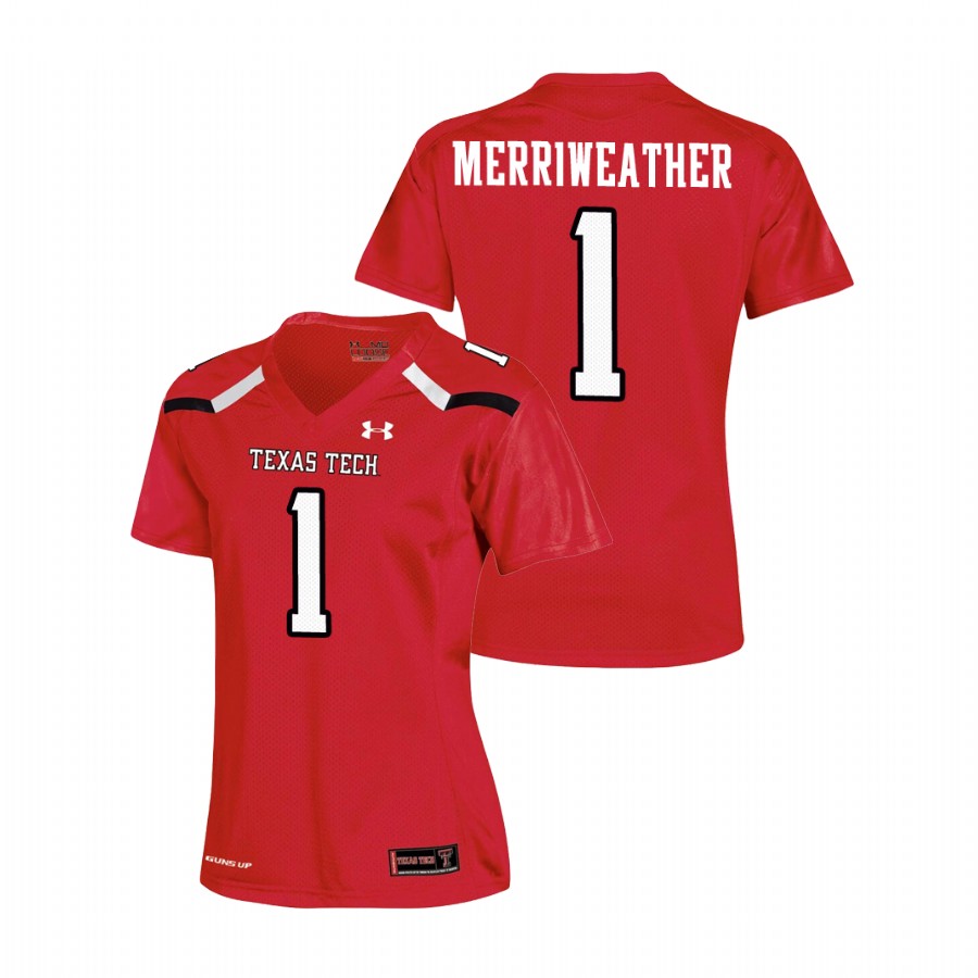 women's texas tech red raiders krishon merriweather red replica football jersey