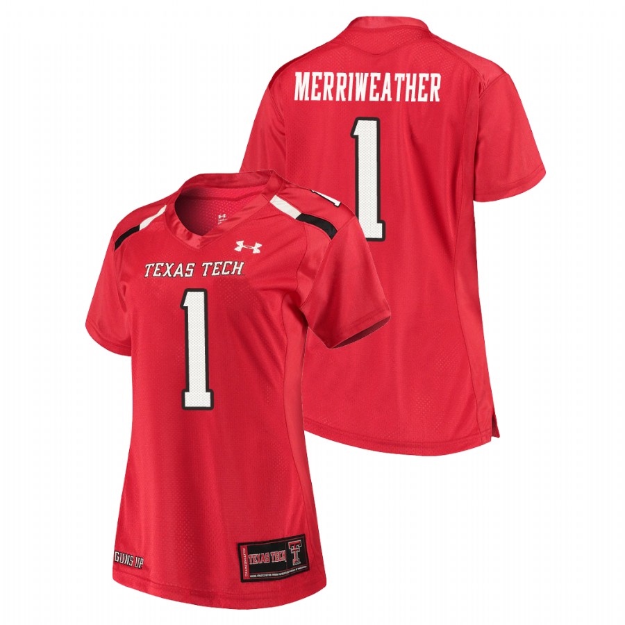 women's texas tech red raiders krishon merriweather red replica jersey