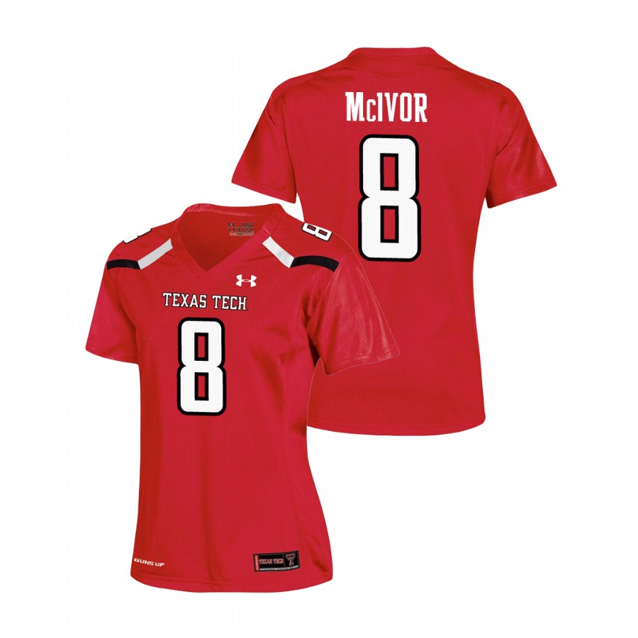 women's texas tech red raiders maverick mcivor red replica football jersey