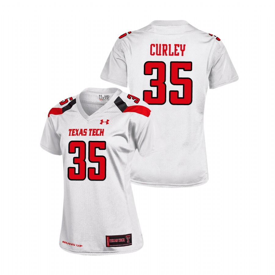 women's texas tech red raiders patrick curley white replica football jersey