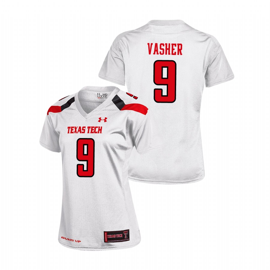 women's texas tech red raiders t. j. vasher white replica football jersey