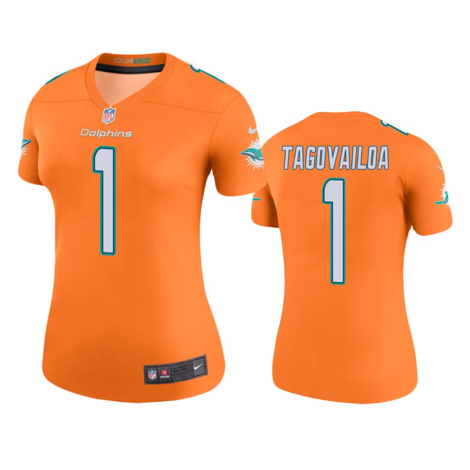women's tua tagovailoa dolphins orange color rush legend jersey