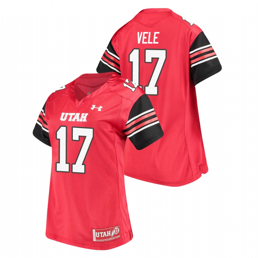 women's utah utes devaughn vele performance football replica red jersey