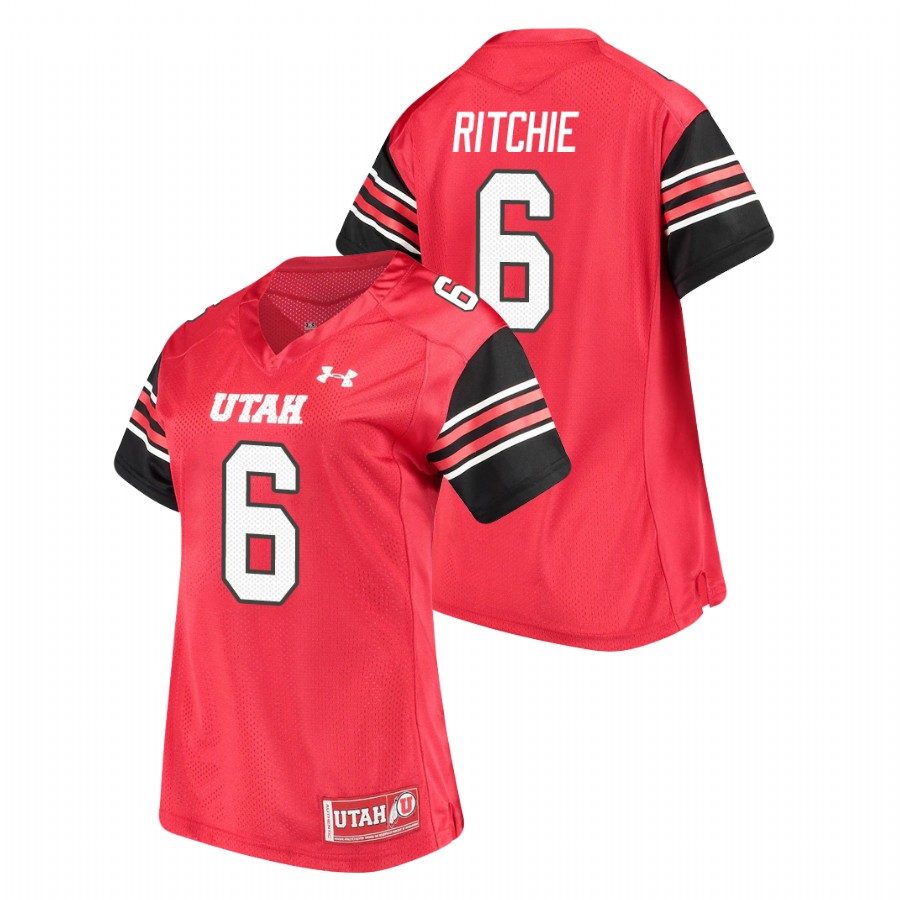 women's utah utes nate ritchie red replica performance football jersey