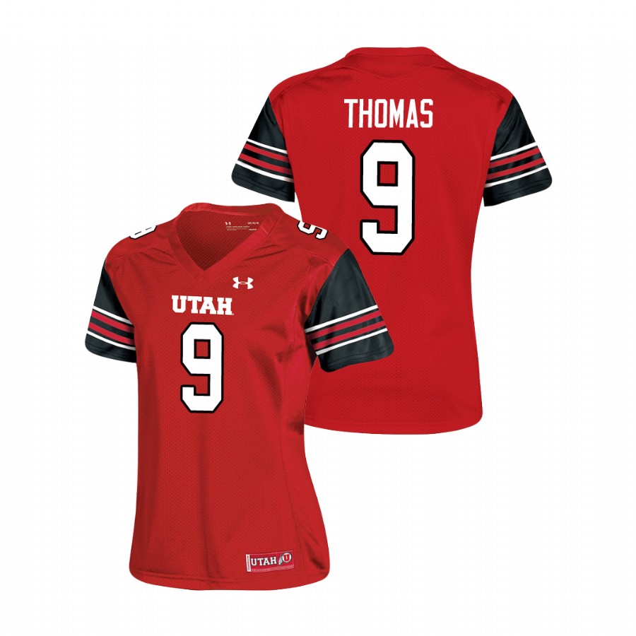women's utah utes tavion thomas red replica football jersey
