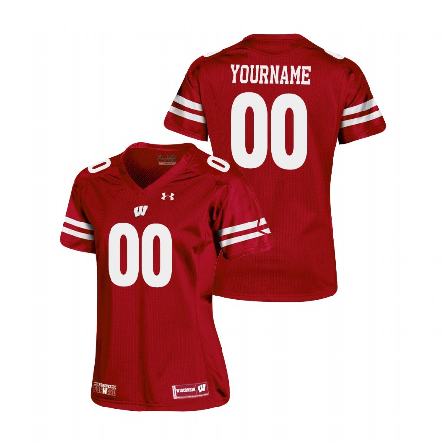 women's wisconsin badgers custom red replica college football jersey