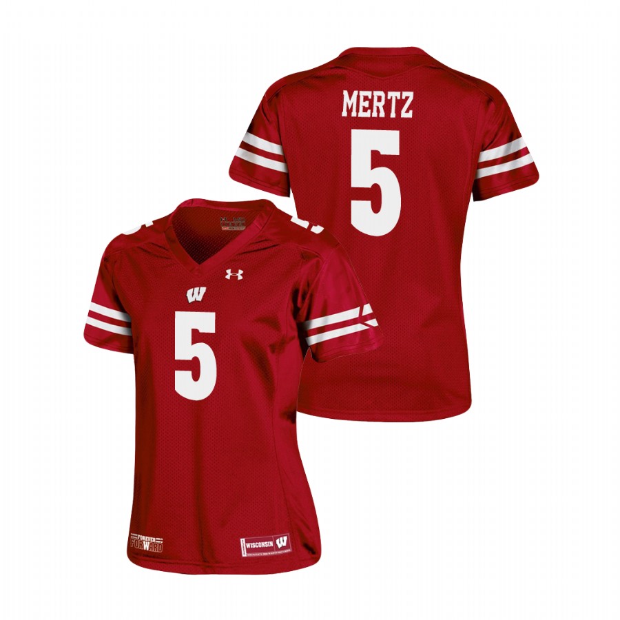 women's wisconsin badgers graham mertz red replica college football jersey