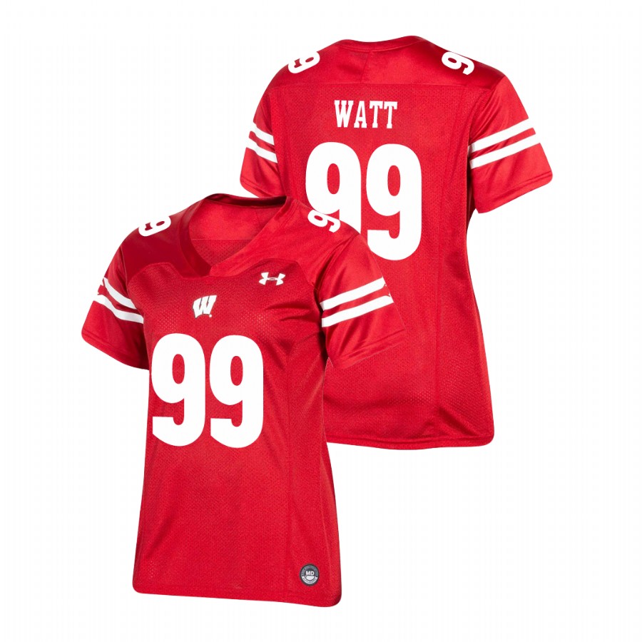 women's wisconsin badgers j.j. watt red replica football jersey