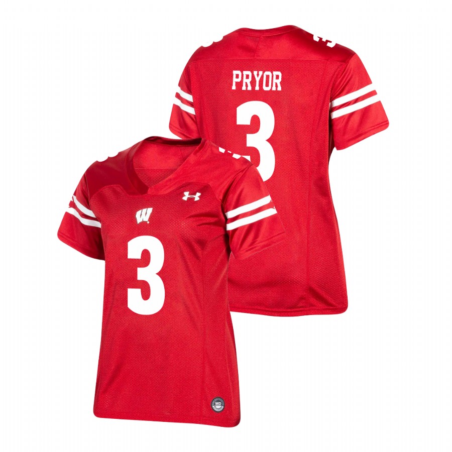 women's wisconsin badgers kendric pryor red replica football jersey