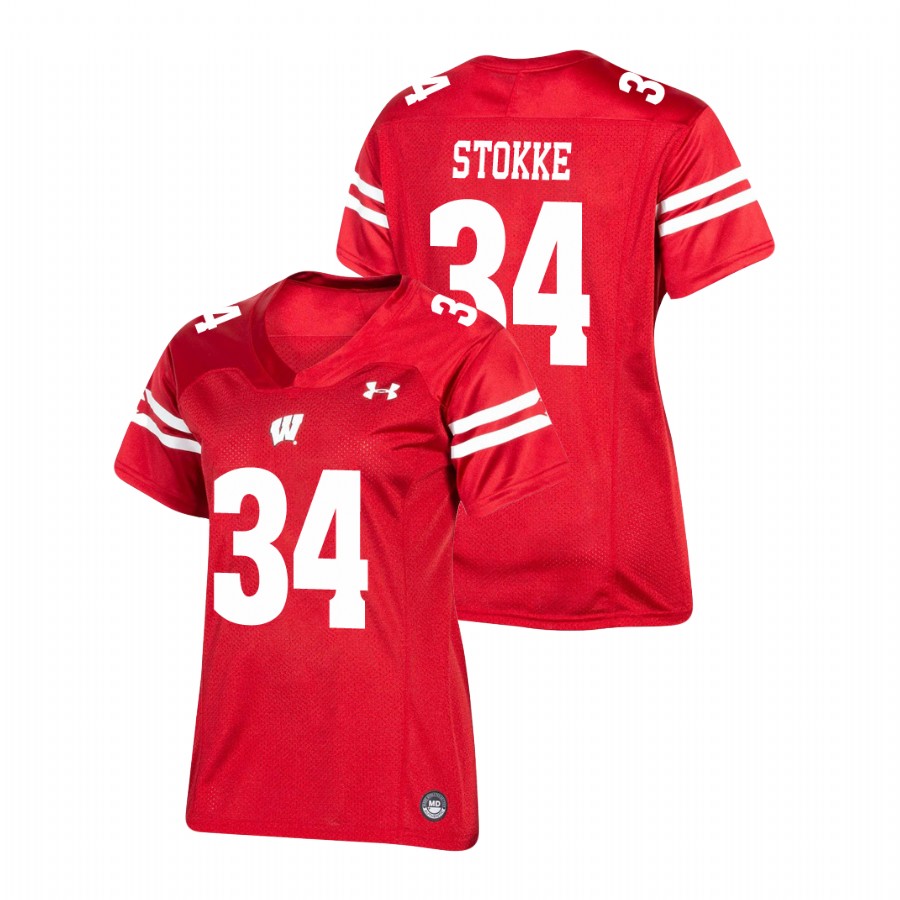 women's wisconsin badgers mason stokke red replica football jersey