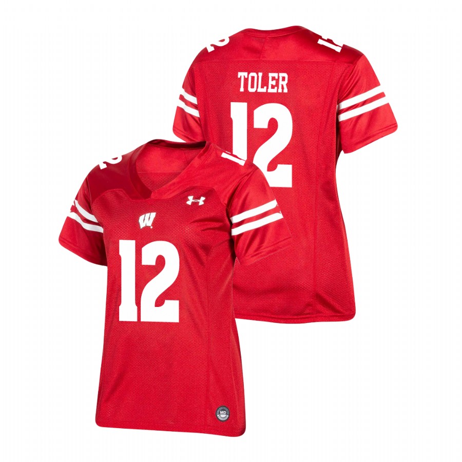 women's wisconsin badgers titus toler red replica football jersey