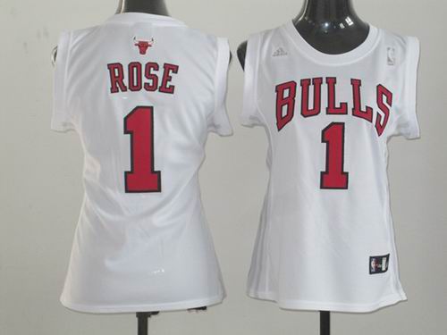 women Chicago Bulls 1 Derrick Rose white jerseys