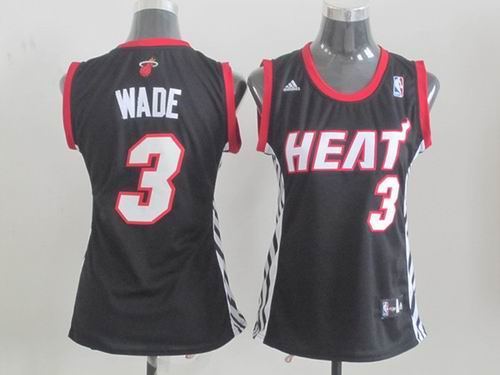 women Miami Heat 3 Dwyane Wade black jersey