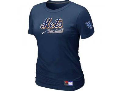 women New York Mets NEW D.Blue Short Sleeve Practice T-Shirt