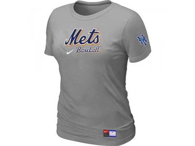 women New York Mets NEW L.Grey Short Sleeve Practice T-Shirt