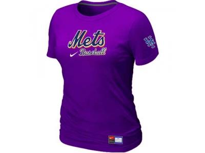 women New York Mets NEW Purple Short Sleeve Practice T-Shirt