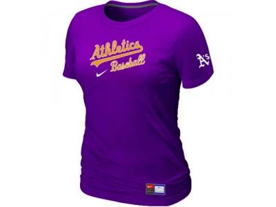 women Oakland Athletics NEW Purple Short Sleeve Practice T-Shirt