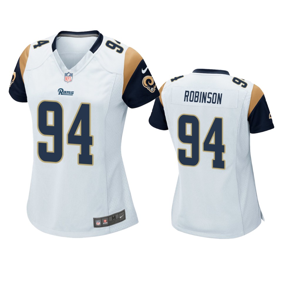 women a'shawn robinson rams white game jersey