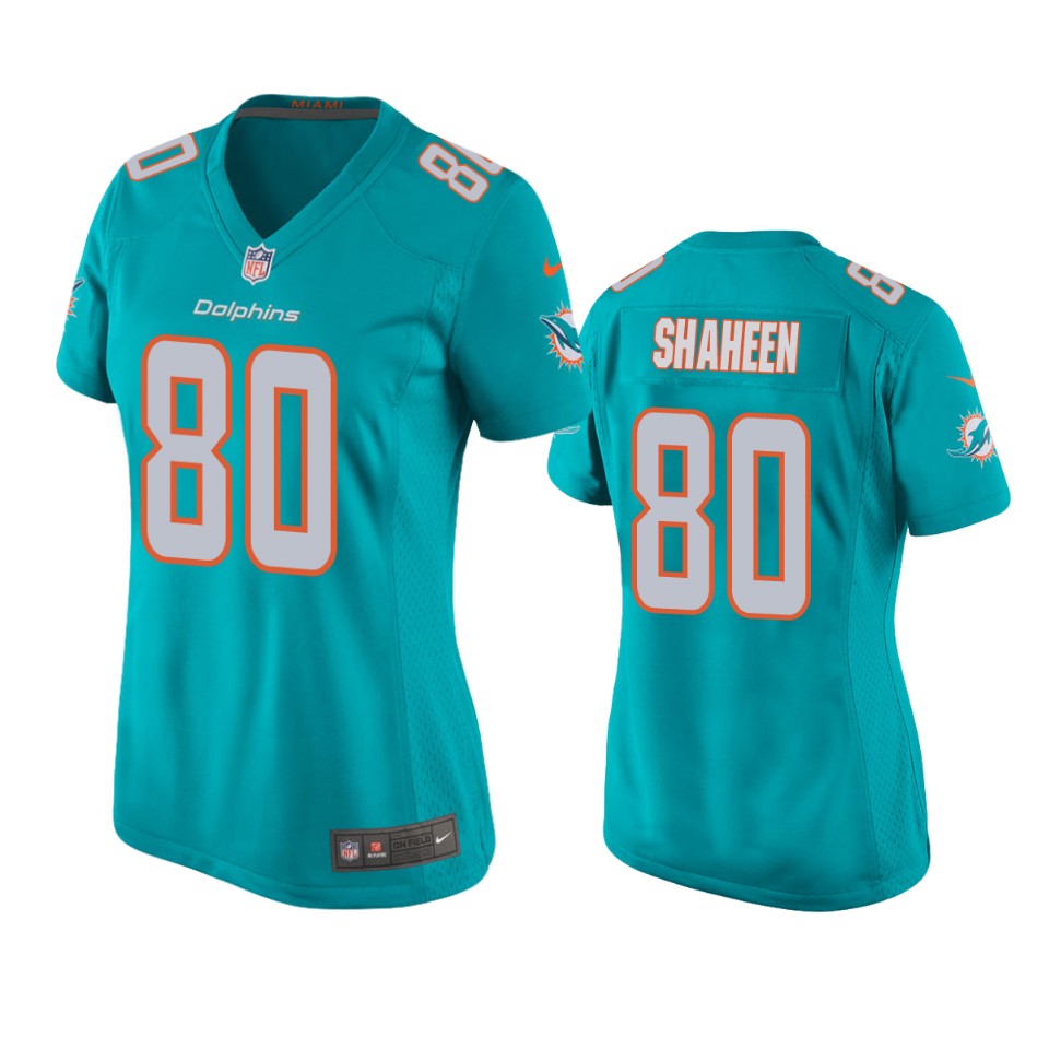 women adam shaheen dolphins aqua game jersey