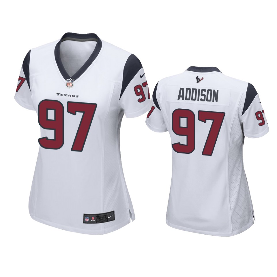 women addison texans game white jersey
