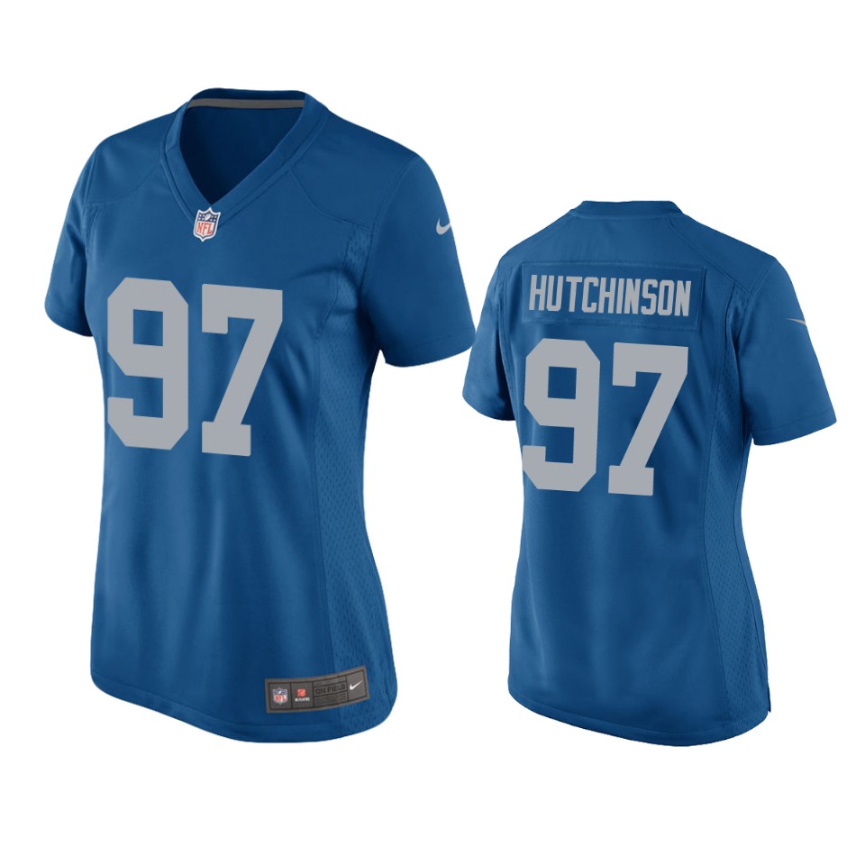 women aidan hutchinson lions throwback game blue jersey