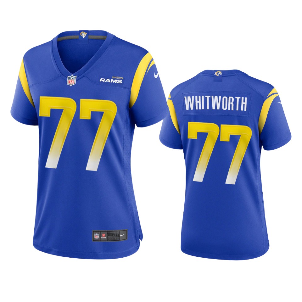 women andrew whitworth rams royal game jersey