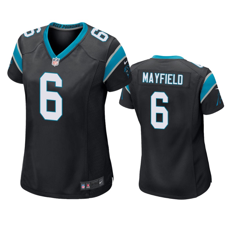 women baker mayfield panthers game black jersey