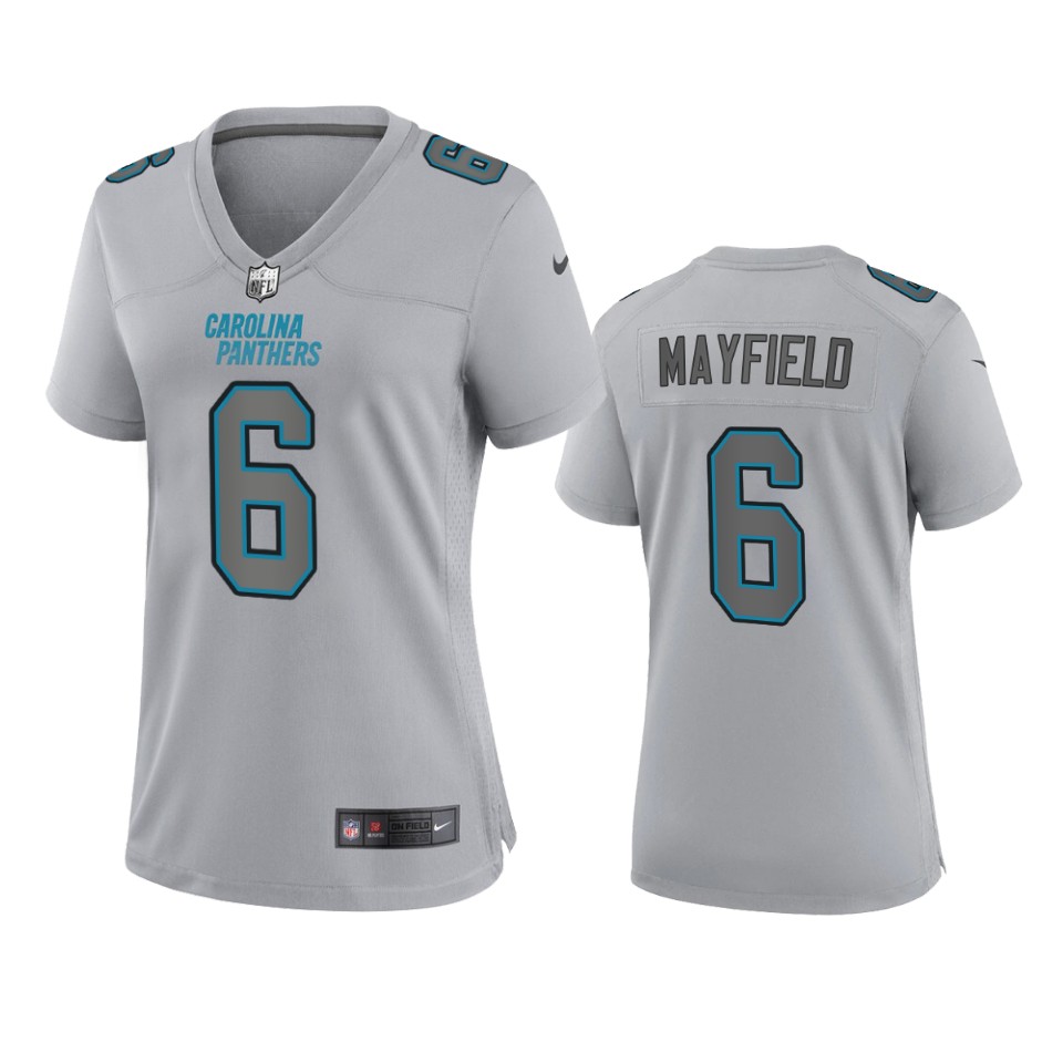 women baker mayfield panthers gray atmosphere fashion game jersey