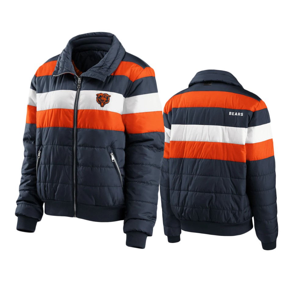 women bears navy puffer full zip jacket