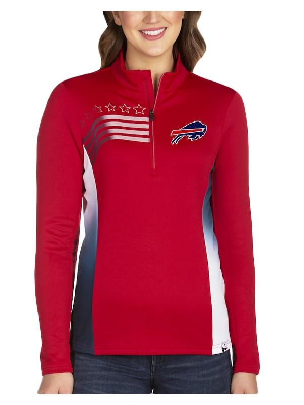 women bills red liberty quarter zip pullover jacket
