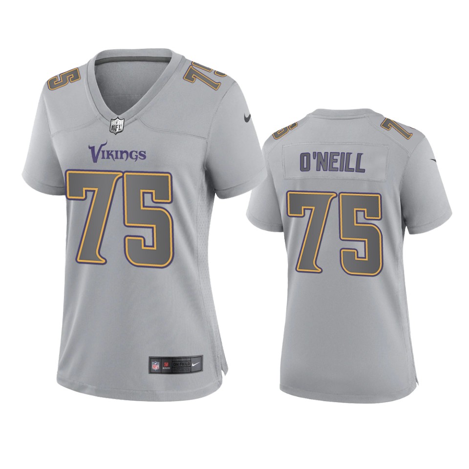 women brian o'neill vikings gray atmosphere fashion game jersey