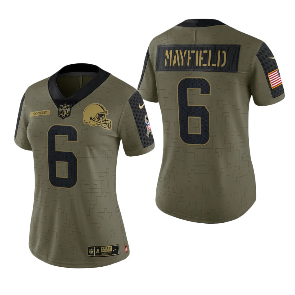 women browns baker mayfield olive limited 2021 salute to service jersey